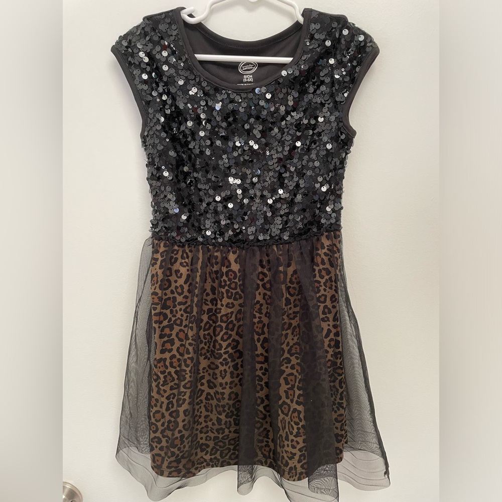 Toddler sequence Leopard dress
